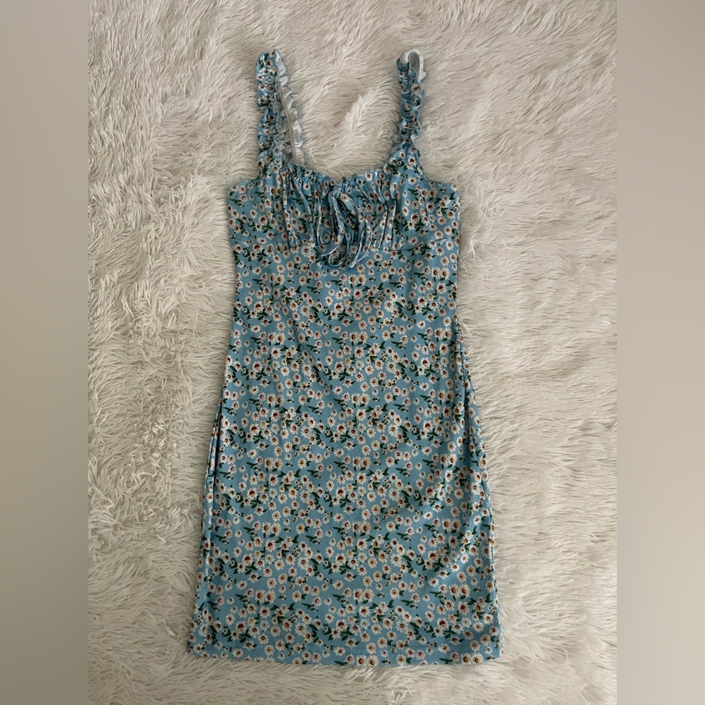 Blue Mini Dress with Daisies on it - Size XS
